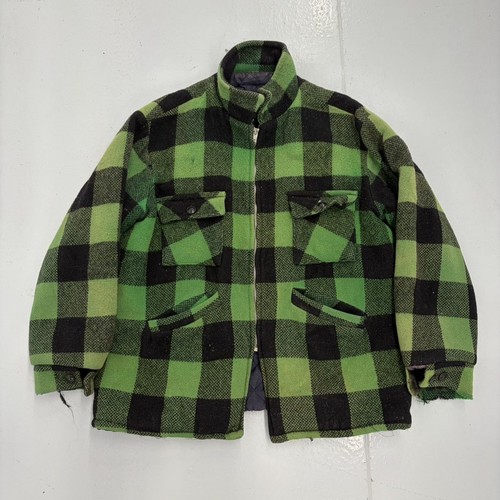 Vintage 50s green black wool - vintage, green/black