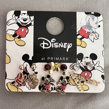 6 Pack Disney Earrings Mickey Mouse Studs Six Pairs Gold Colour Character