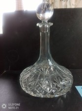 Cut Glass Ship Decanter with Stopper