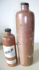 2 x COLLECTORS' VINTAGE STONEWARE BOLS ERVEN LUCAS BOTTLES with LIDS