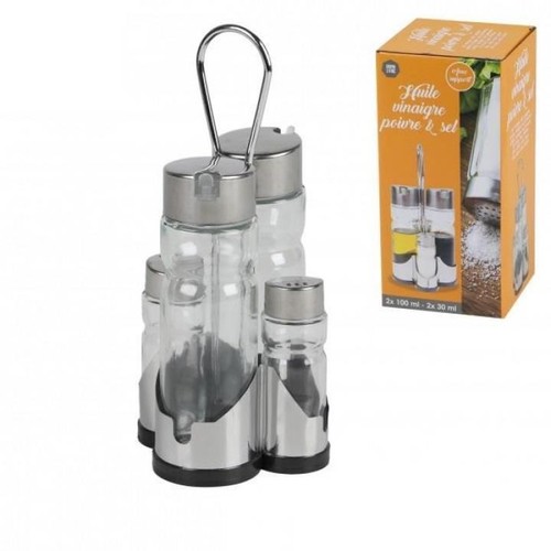 Glass oil vinegar salt pepper - oil,