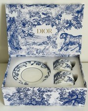 Dior Maison Toile de Jouy Cup & Saucer Set – Blue & White Porcelain – Gift Box