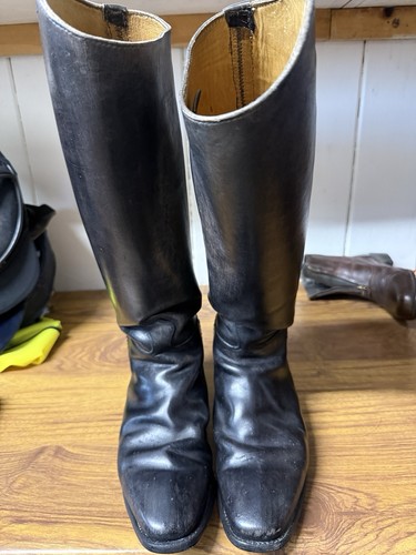 Black leather long riding - black,