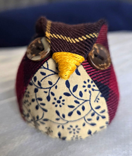 Handmade fabric owl sewing pin - handmade,