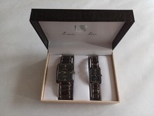 Luis Cardini His & Hers Watch Gift Set Black New