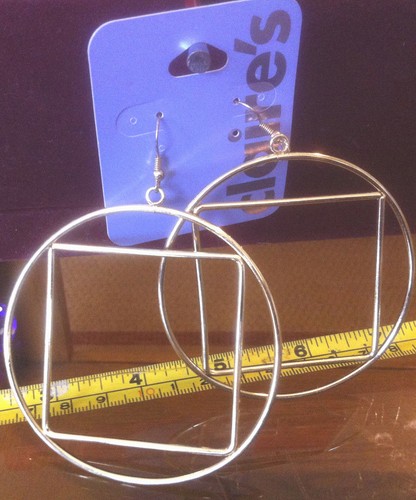 Earrings 70mm square - earrings, hoops