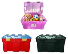 40L Storage Box Trunk Chest Toy Box Multi-Purpose Removable Clip Hinged Lid