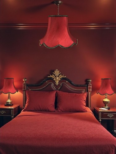 Burgundy red table lampshades