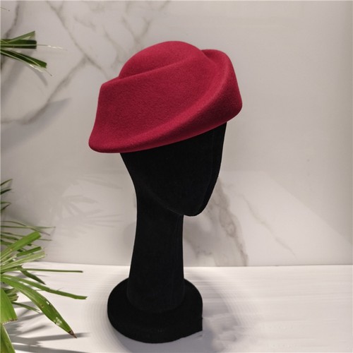 Solid color wool pillbox hat - color,