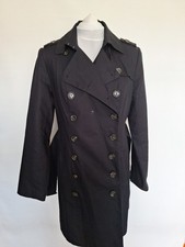Ronit Zilkha Black Trench Coat Size 14 Great Condition Well Made Double Breaste