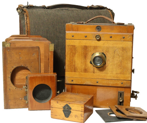 Vintage plate camera wooden - plate,