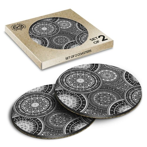 Boxed round coasters bw - x,
