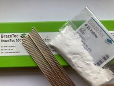 Silver solder kit. Brazetec 5507 55% 5 rods x 500mm 1.0mm + flux FREE POSTAGE!!!