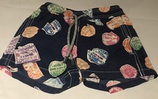 Vilebrequin Kids Swim Trunks Shorts Blue Passport Design 2 Years, New Authentic