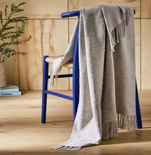 Habitat Woven Throw Natural 125x150CM Soft Blanket For Sofa & Bed Polyester New