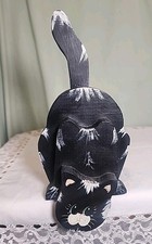 Vintage Hand Painted Wood Cat