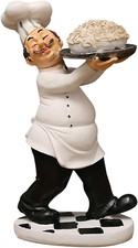 Chef Figurines with Base Kitchen Cook Ornaments 3D Resin French Chef Collectible