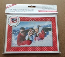 Shot2go Pack of 6 Photo Christmas Cards Red With White Dots. - Holds 4x6" Photos