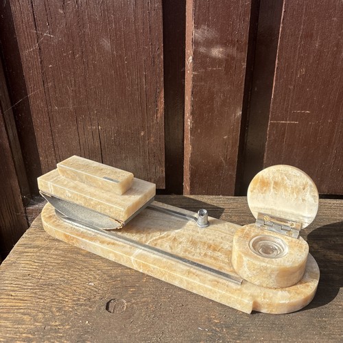 Art deco marble chrome desk - marble,