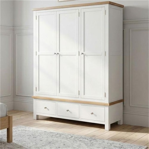 Painted white triple wardrobe - painted,