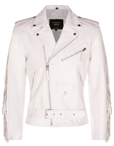 Mens white fringe leather - white,