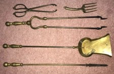 Brass fire tools Set x 5 poker