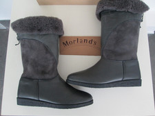 MORLAND'S LADIES MID CALF GREY SOFT SUEDE SHEEPSKIN LINED FLAT BOOTS UK 3 EU 36
