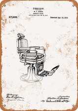 METAL SIGN - 1915 Barber Chair Patent -- Vintage Look