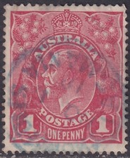 AUST KGV 1d RED SWk. 'BLUE CDS'. USED. (L618)