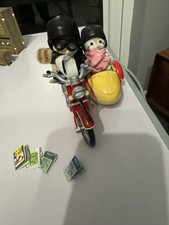 Vintage Sylvanian Families Mulberry Raccoon Grandparents, Motorbike & Sidecar