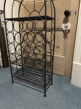 Black Metal 16-24 Wrought Iron Bottle Wine Rack Floor Standing