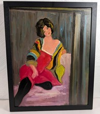 Expressionist Oil Painting My Fair Lady Signed Framed 55x44cm Modigliani Style N