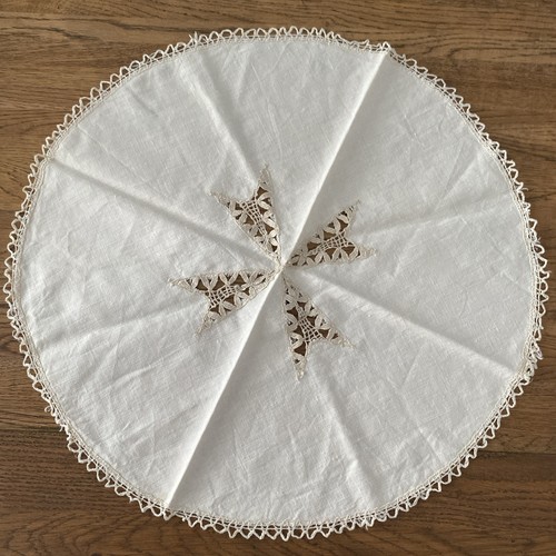 Large round vintage - , linen