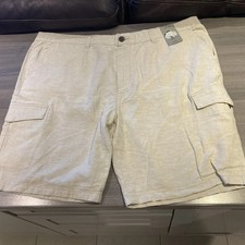 TU Men's Beige Linen Cargo Shorts with Pockets W42 New