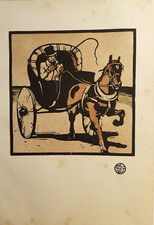 SIR WILLIAM NICHOLSON "THE CABRIOLET" ORIGINAL  WOODBLOCK  "STUDIO" 1898