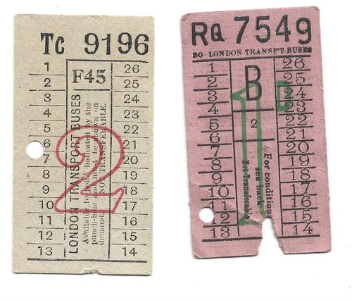 Two vintage bus tickets - vintage,