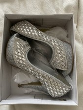 Silver Jewelled High Platform Shoes - Size 7