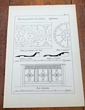 1902 large measured drawing print. old oak chest at leek - staffordshire . 33