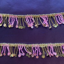 Pink & Gold Beaded Glass Tube