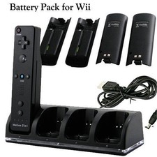 For Wii Remote Controller 4PCS Rechargeable Batteries & Charger Dock Station UK