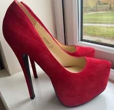 Sweetsuede Red 6" High Heel Platform Shoes UK 5 - New