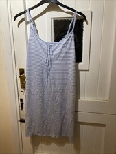 Blue & White Striped Nightie Size M By Matalan In Very Good Condition