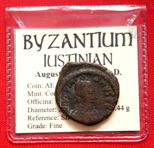 Justinian half follis 565ad - half,