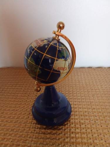 Marble world globe lapis shell - lapis,