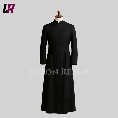 Black clergy cassock with - cassock,