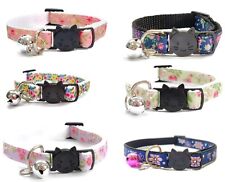 Cat Collar with Bell - Floral Print | Safe Quick Release / Breakaway Buckle