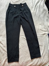 Bottle green F&f paperback tapered trousers with button details short leg size 6