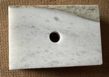 White Polished Italian Marble Trophy Base : 3 x 2 x 3/4 inch : 1 Drilled Hole