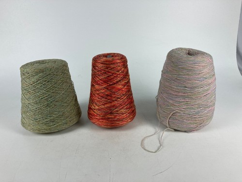 Lot cones wool yarn tweed - cones,