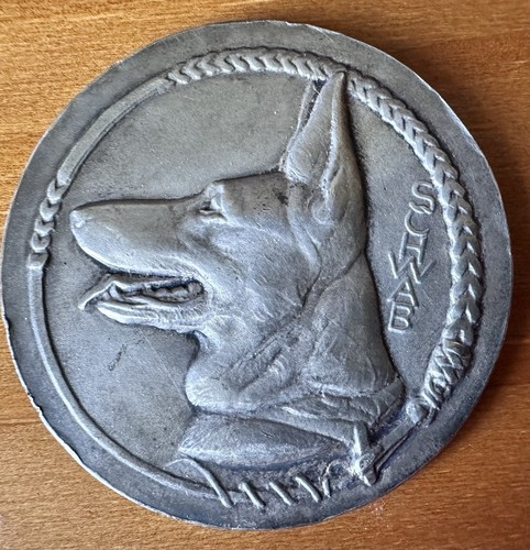 Antique french dog - dog, medal